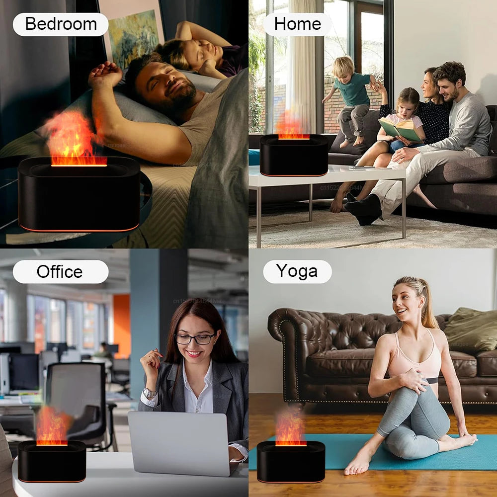 Diffuseur d'Huiles Essentielles Effet Flamme | LED 7 Couleurs
